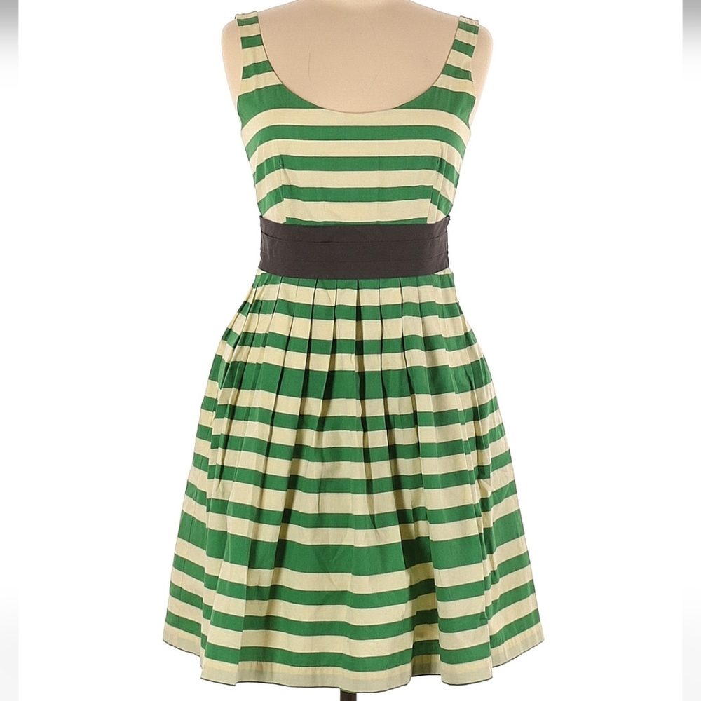 Green striped dress